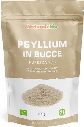 Picture of Organic Psyllium Husk - 99% Purity - 400g. Pure & Natural Psyllium Seed Husks, Produced in India. High in Fibre, to be Mixed with Water, Beverages, & Juices, Vegetarian & Vegan. NaturaleBio